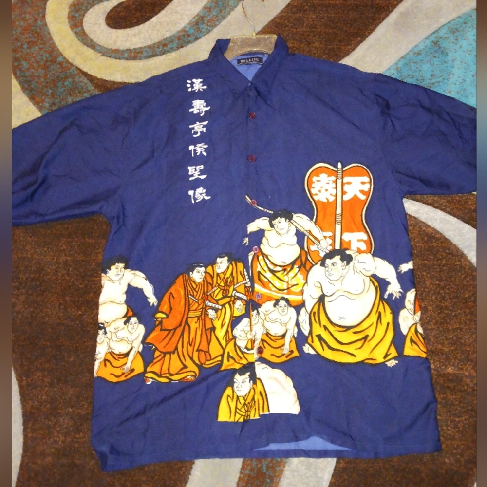 Bellini Sport Sumo Wrestler Light Weight Button Down Shirt Large